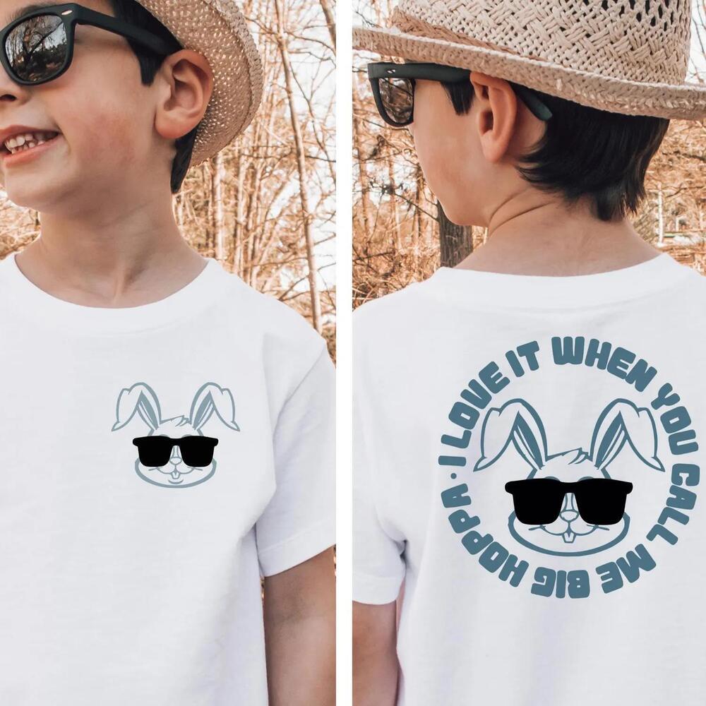 Kids Easter Bunny Shirt I Love It When You Call Me Big Hoppa Tee 2 Sided